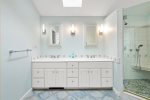 Double vanity and large walk in shower 